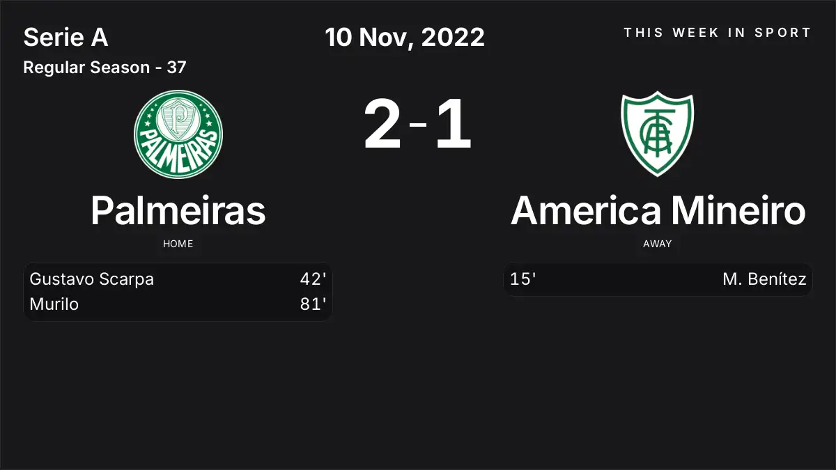Report: Palmeiras vs America Mineiro (2022-11-10)