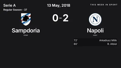 Report: Sampdoria vs Napoli (2018-05-13)