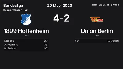 Report: 1899 Hoffenheim vs Union Berlin (2023-05-20)