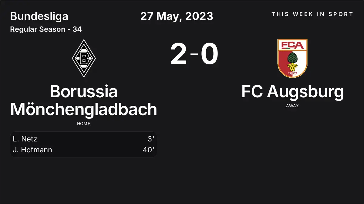 Report: Borussia Mönchengladbach vs FC Augsburg (2023-05-27)