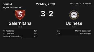 Report: Salernitana vs Udinese (2023-05-27)