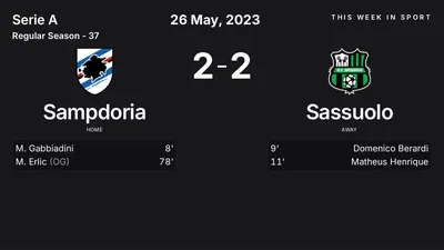 Report: Sampdoria vs Sassuolo (2023-05-26)