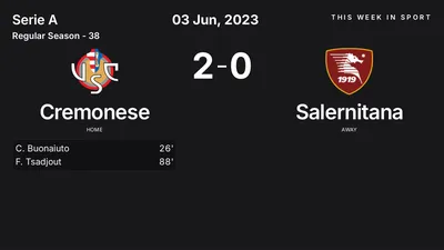 Report: Cremonese vs Salernitana (2023-06-03)