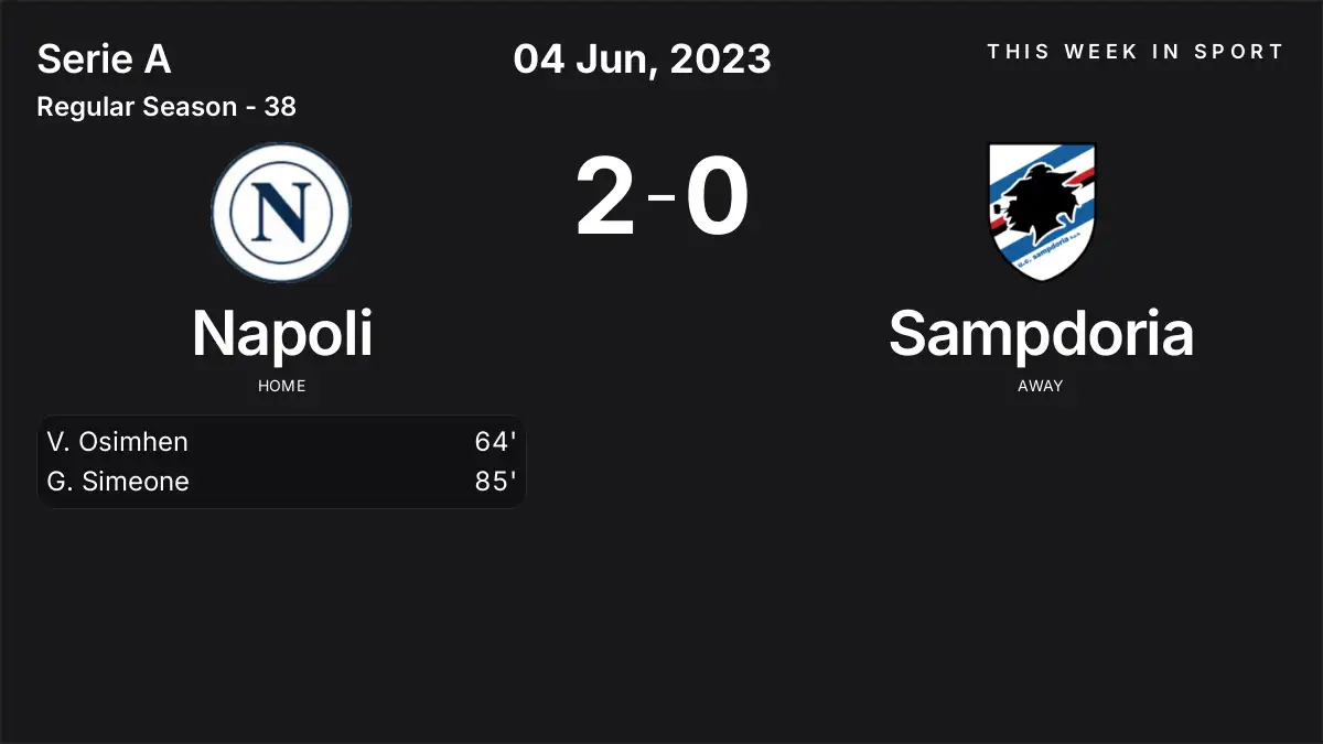 Report: Napoli vs Sampdoria (2023-06-04)