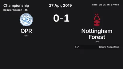 Report: QPR vs Nottingham Forest (2019-04-27)